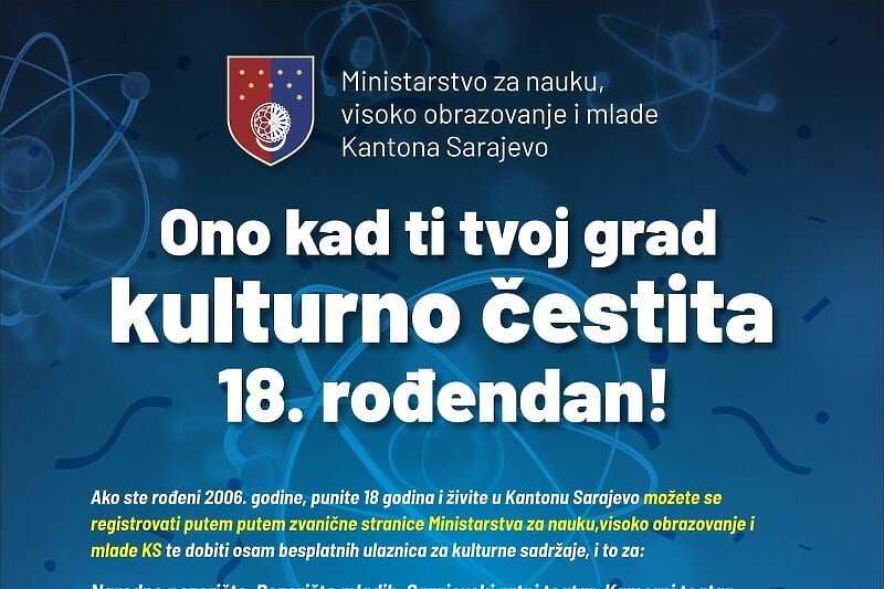 Ministarstvo za nauku, visoko obrazovanje i mlade “kulturno” čestita mladima 18. rođendan