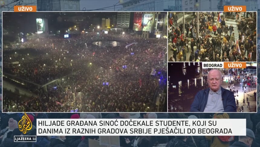 Janjić: Neformalna procjena je da je 400 do 500 hiljada ljudi na protestu u Beogradu