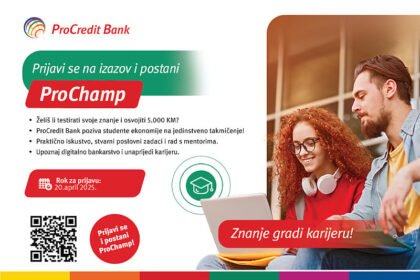 ProCredit Bank poziva studente na prestižno takmičenje ProChamp: Najboljima nagrada od 5.000 KM
