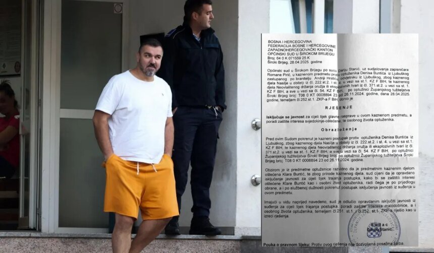 SUD U LJUBUŠKOM BEZ ODGOVORA: Zašto je suđenje Denisu Buntiću, optuženom za nasilje u porodici, zatvoreno za javnost?