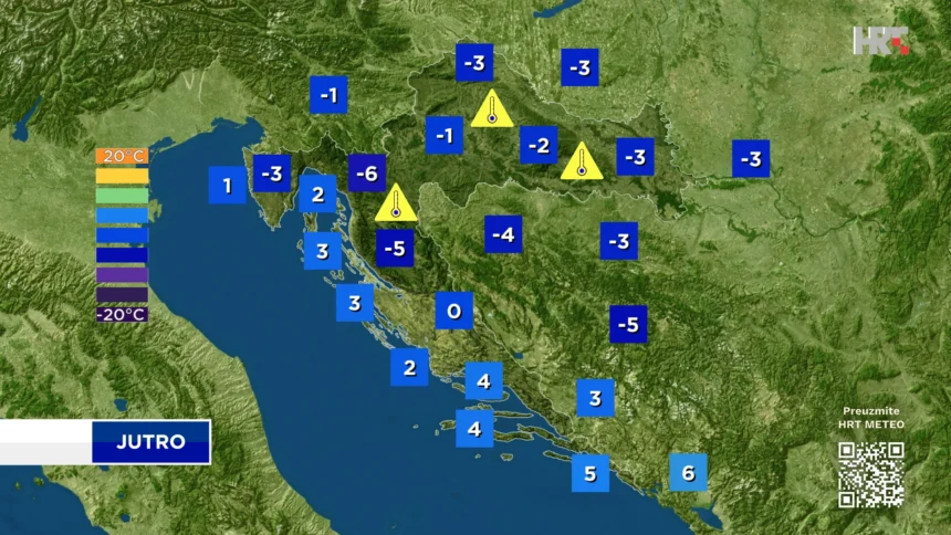 Utorak sunčan, ali razmjerno hladan, uz čest mraz, jaku i olujnu bura