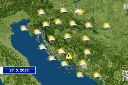 I u većinom topliji utorak nestabilno, osobito u gorju i Dalmaciji