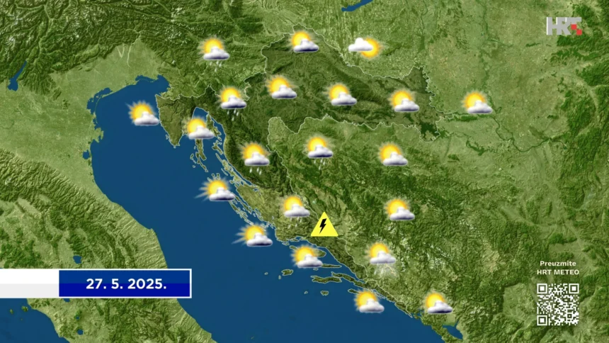I u većinom topliji utorak nestabilno, osobito u gorju i Dalmaciji