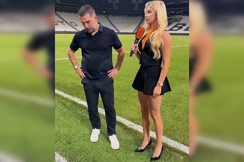 Arda Turan atraktivnu ukrajinsku novinarku nije mogao gledati u oči, sve vrijeme je posmatrao u pod
