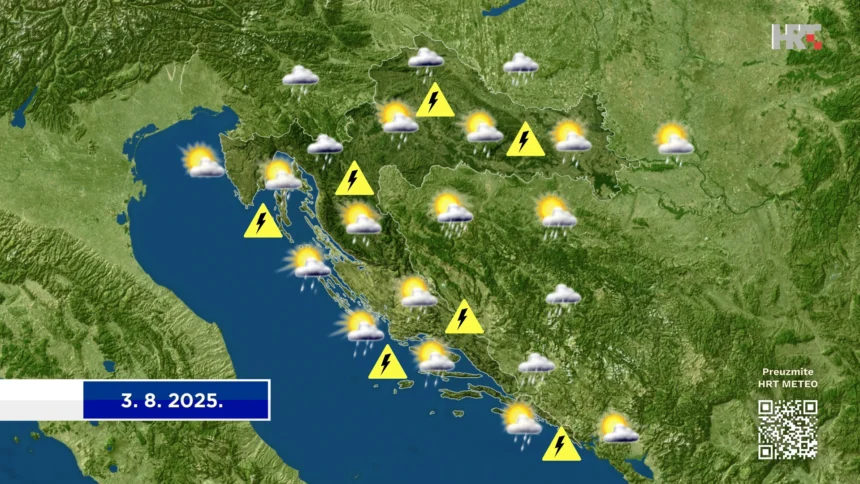 U svježiju nedjelju promjenjivo, kiša česta, lokalno i nevrijeme