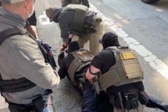 Ledeni agenti koriste sprej papriku dok pritvoruju protester u San Franciscu