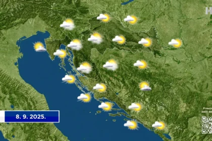Ponedjeljak još suh, pretežno sunčan i vrlo topao, ujutro lokalno magla