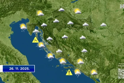 U hladniju srijedu još česta kiša, u gorju i snijeg, jugo pa bura