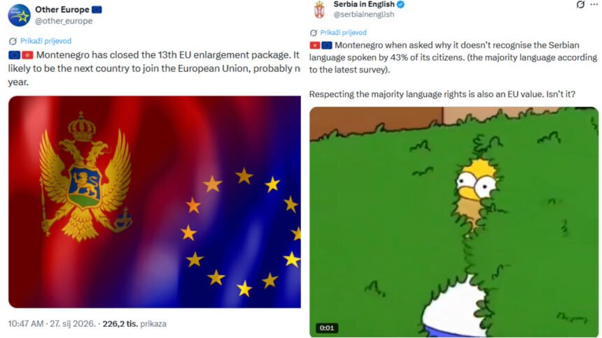 Crnogorci se hvalili ulaskom u Europsku uniju, a iz Srbije stiglo podbadanje i meme s Homerom Simpsonom