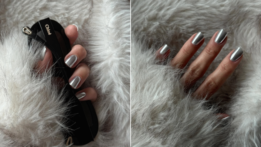 Nail inspo: Srebrni metalik nokti su idealni za zimske dane