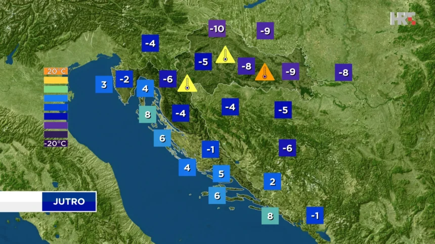 U razmjerno hladni ponedjeljak od vedrine do oblaka, magle, bure, juga