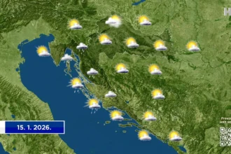 I u četvrtak razmjerno toplo, južina, samo rijetko i malo kiše, ujutro magle